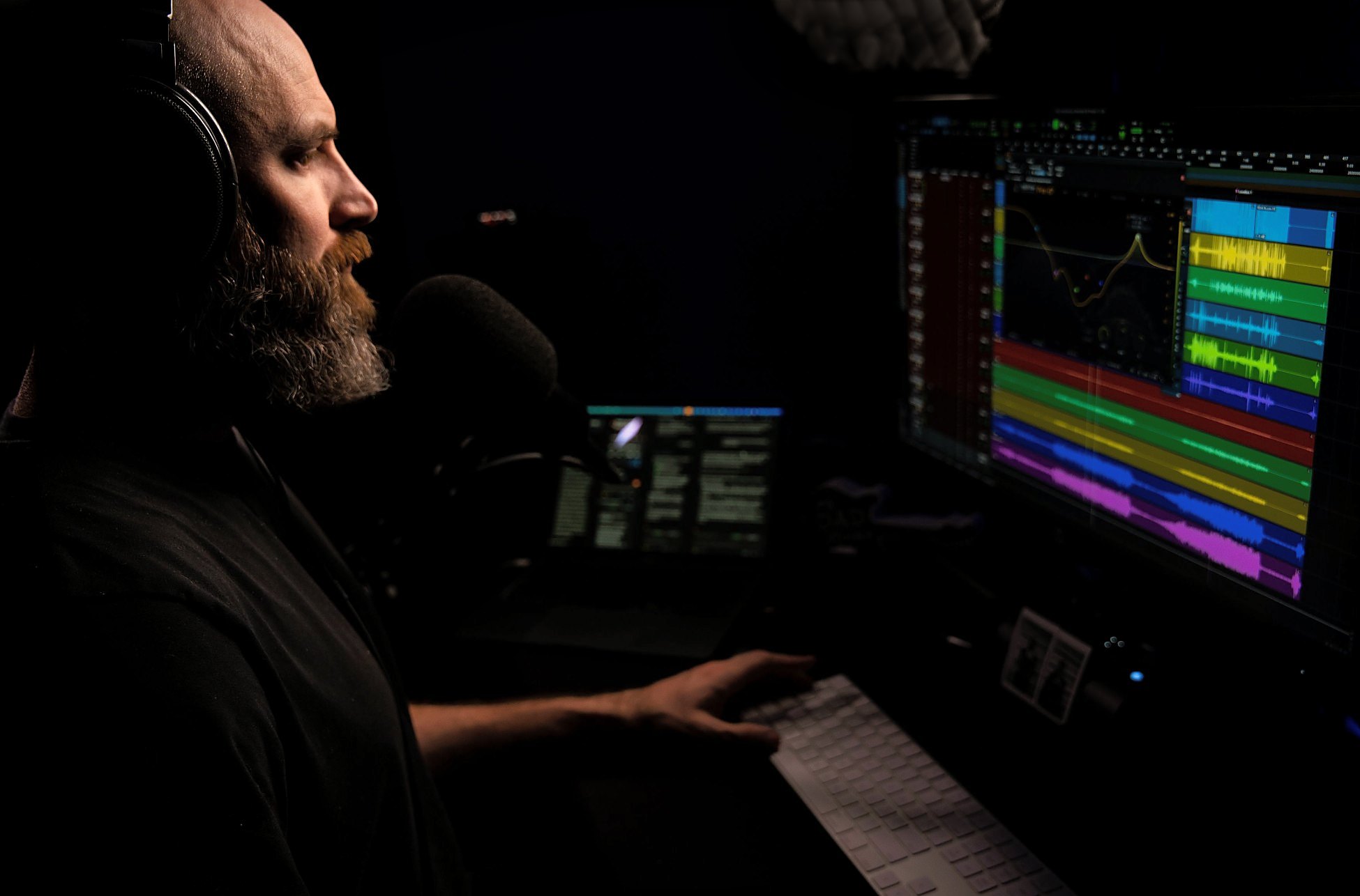 David mixing at the desk